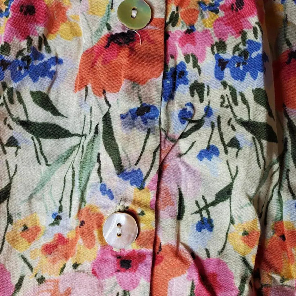 Liz Claiborne Crazy Horse Floral Cotton Lightweight Button Down Shirt Size Small - Picture 7 of 15